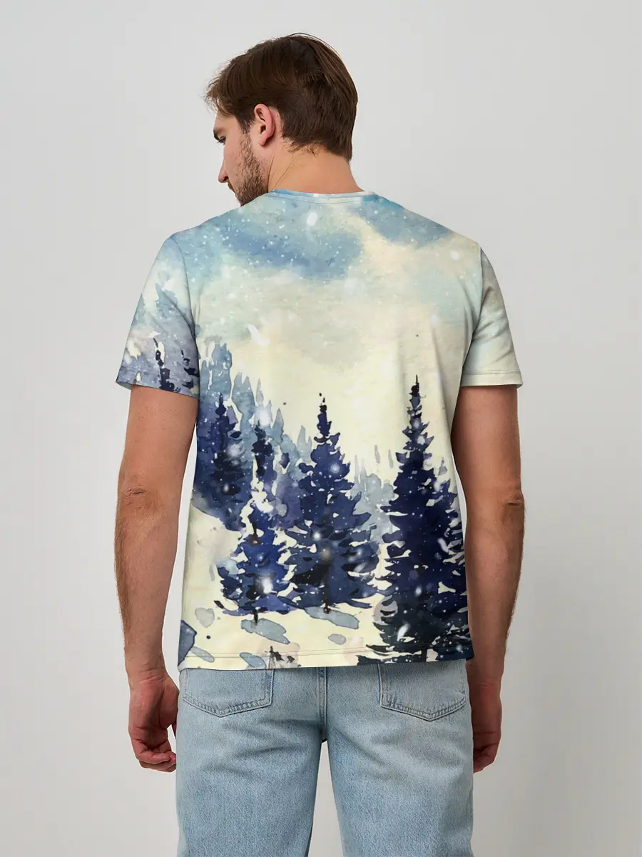 Мужская базовая футболка / Зимний Майнкрафт