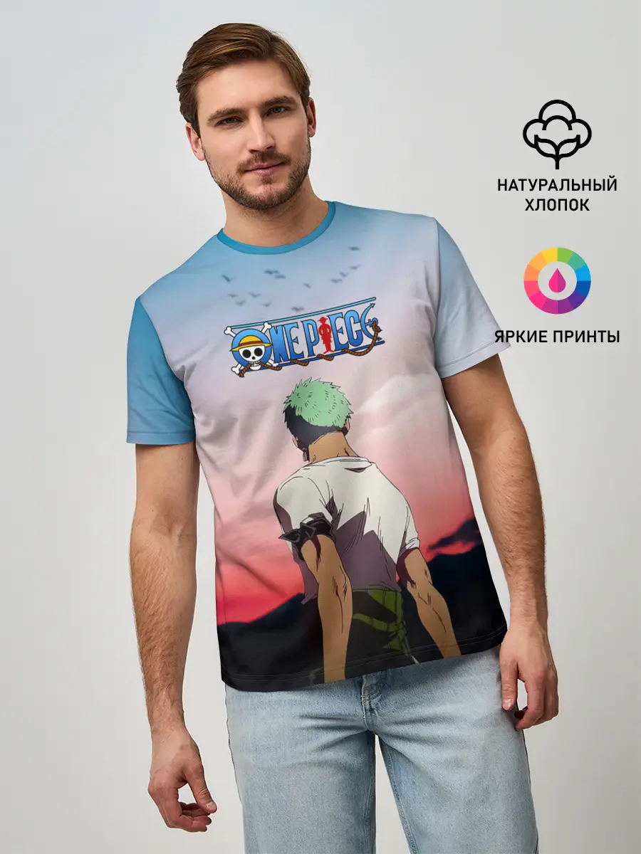 Мужская базовая футболка / Ророноа Зоро эпичный One Piece