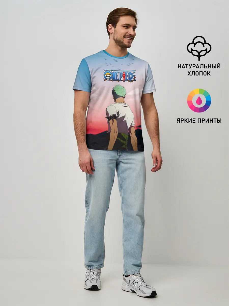 Мужская базовая футболка / Ророноа Зоро эпичный One Piece