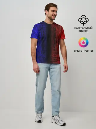 Мужская базовая футболка / Сине-Красная Текстура