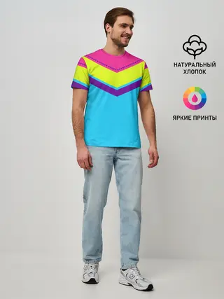 Мужская базовая футболка / Цветные треугольники_голубой