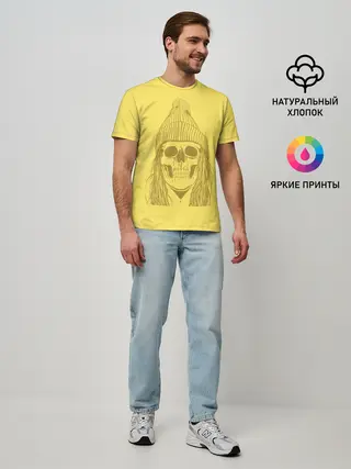 Мужская базовая футболка / Черно БелЫй ЧереП