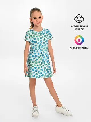 Детское платье / Драгоценные зеленые камешки
