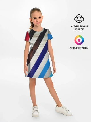 Детское платье / Косые линии полосы крупные