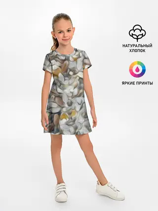 Детское платье / желто-серый каменный узор