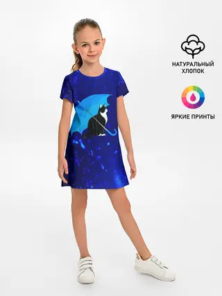 Детское платье / Котик под Дождем