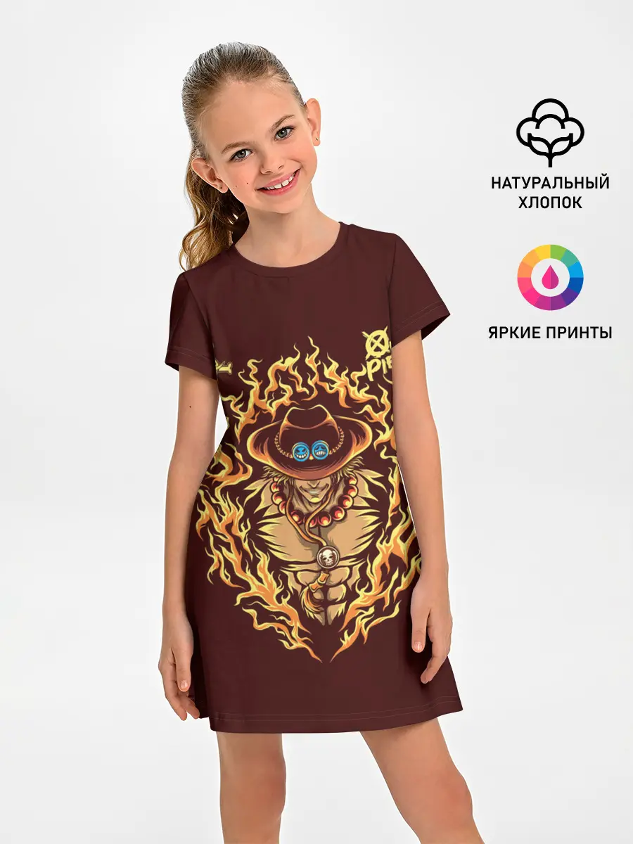 Детское платье / One Piece Портгас Д. Эйс в огне