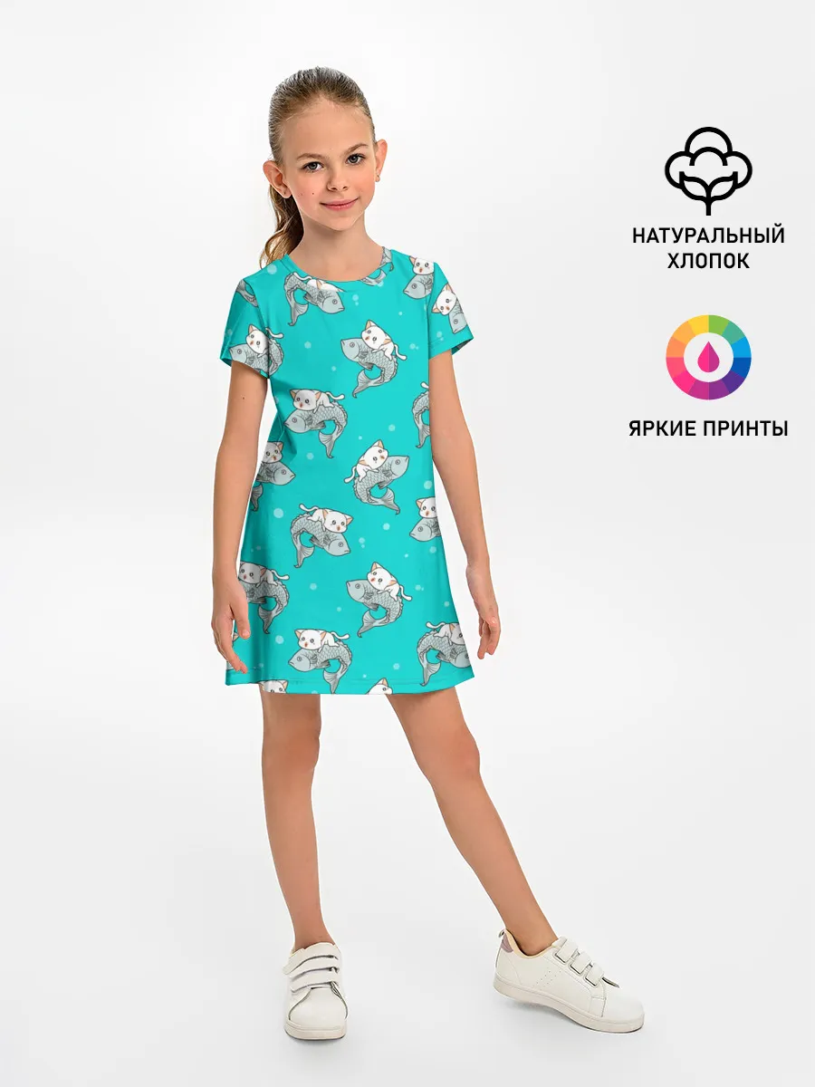 Детское платье / Котики и рыбки