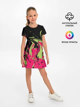 Детское платье / Черно малиновый абстрактный