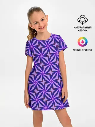 Детское платье / Синие острые узоры