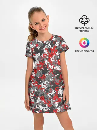 Детское платье / Камуфляж с буквами F.C.S.M