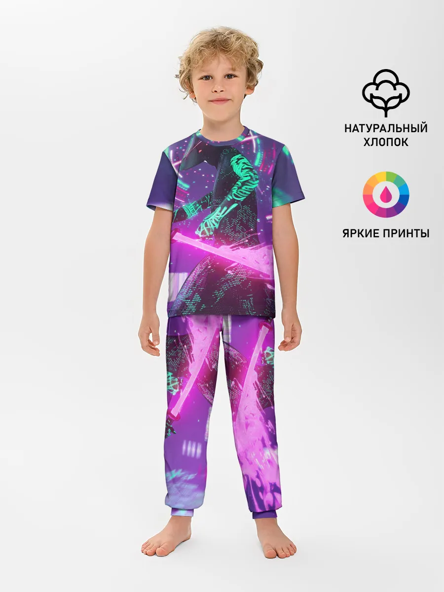 Детская пижама с брюками / Неоновый Самурай