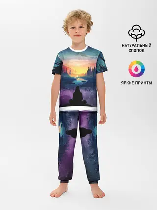 Детская пижама с брюками / ПЕЙЗАЖ НАД ЗВЕЗДАМИ