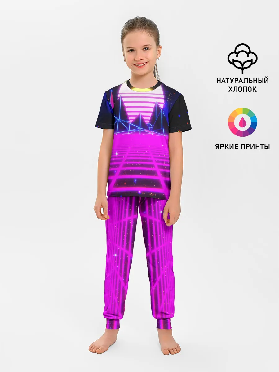 Детская пижама с брюками / Ретро Стиль неон