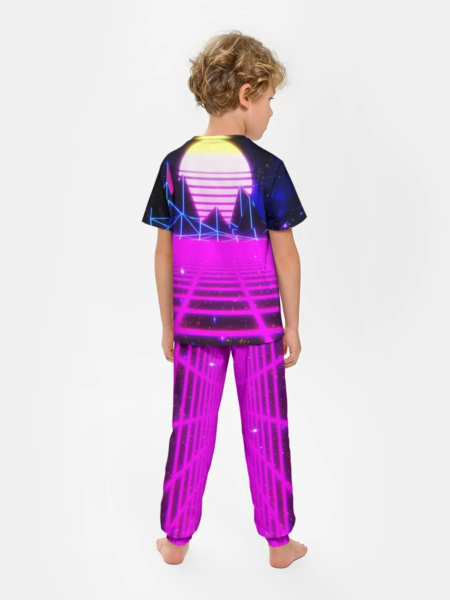 Детская пижама с брюками / Ретро Стиль неон