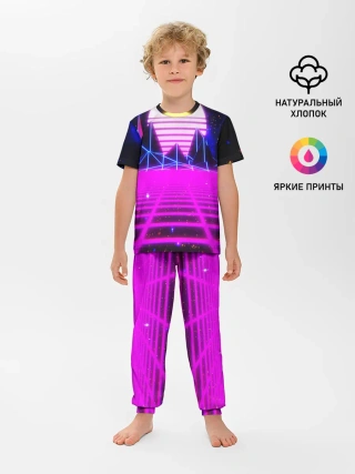 Детская пижама с брюками / Ретро Стиль неон