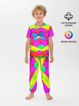 Детская пижама с брюками / ЦВЕТНЫЕ КУБИКИ