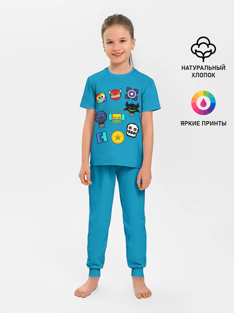 Детская пижама с брюками / Geometry Dash Icons