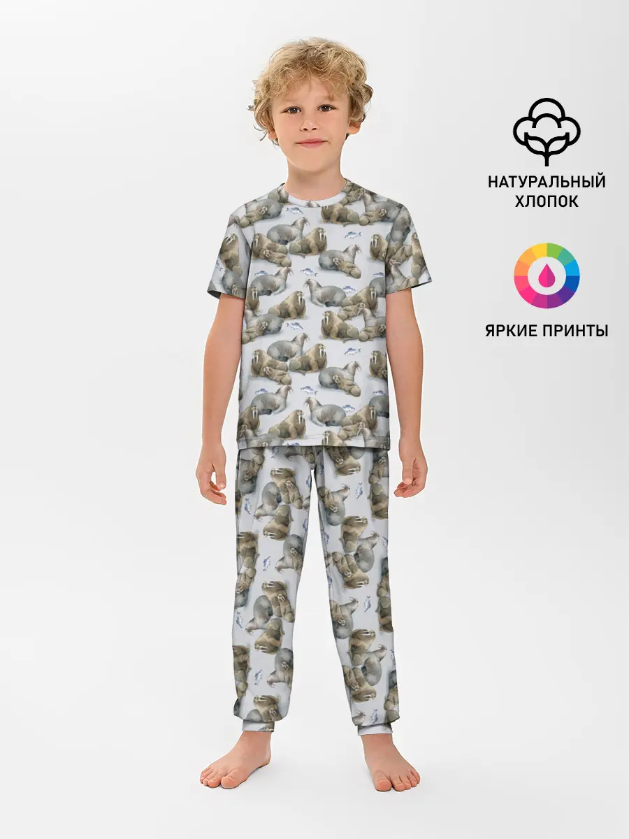 Детская пижама с брюками / Моржи