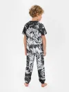 Детская пижама с брюками / Черно-белый узор. Маки.