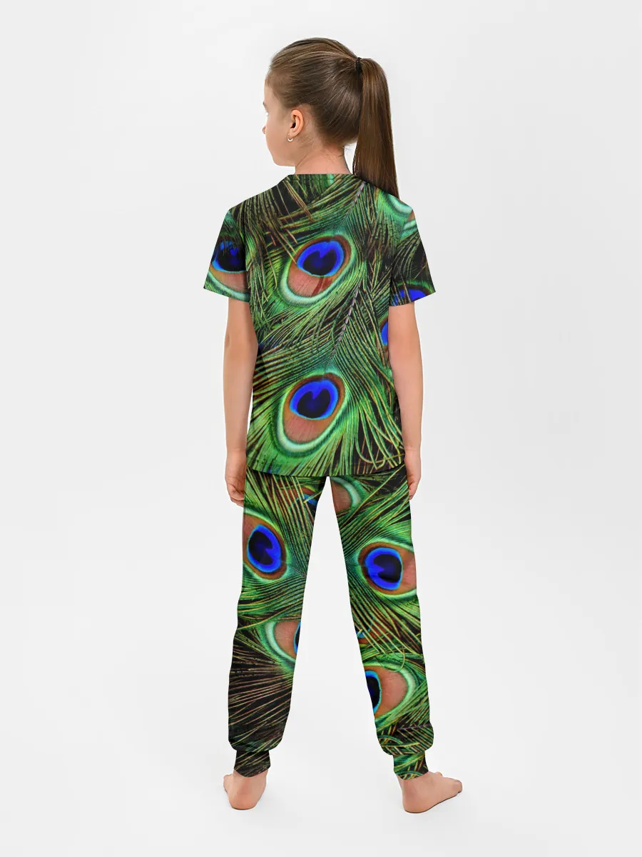 Детская пижама с брюками / Перья павлина #1