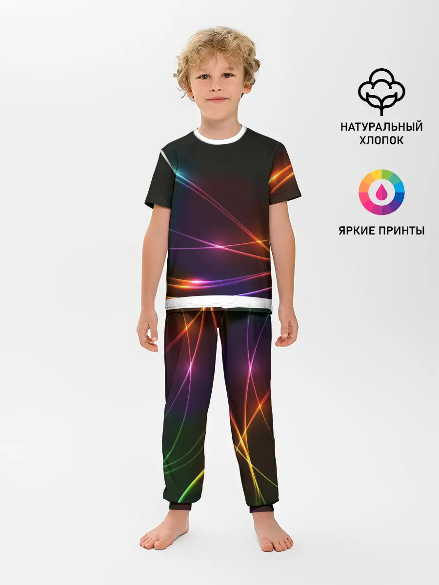 Детская пижама с брюками / Неоновые Линии