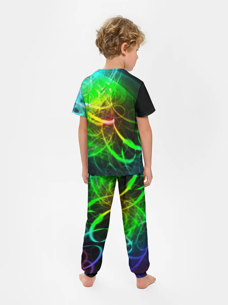Детская пижама с брюками / ЗЕЛЕНЫЙ НЕОН