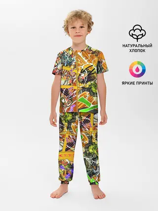 Детская пижама с брюками / Оранжевый комикс JoJo