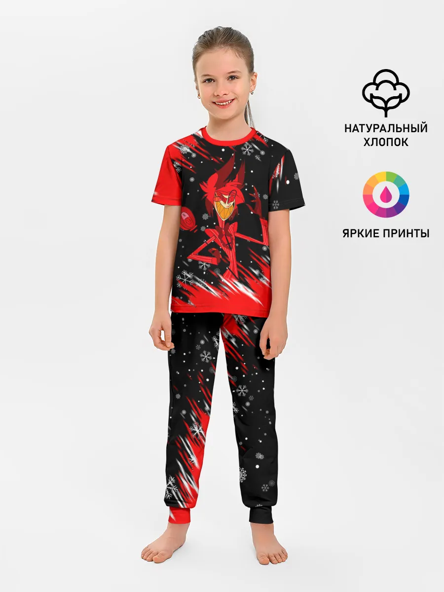 Детская пижама с брюками / HAZBIN HOTEL НОВОГОДНИЙ.