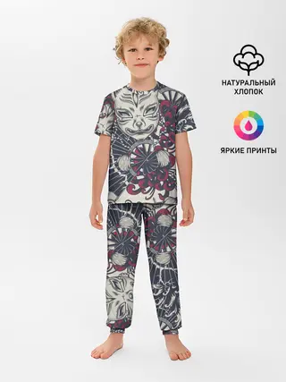 Детская пижама с брюками / Маска Кицунэ | Маска лисы