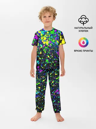Детская пижама с брюками / Неоновые краски лета