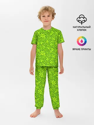 Детская пижама с брюками / Неоновый цветочный узор
