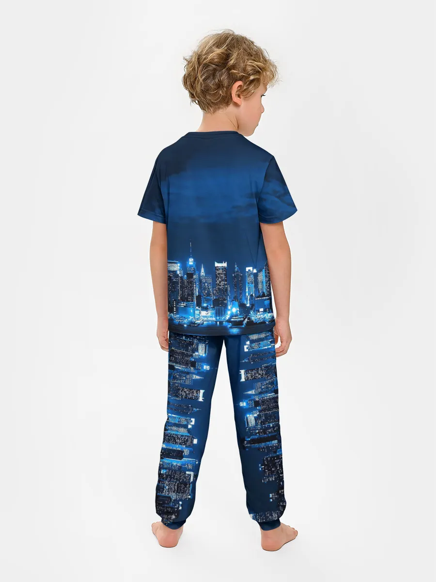 Детская пижама с брюками / Группа Hollywood Undead ночной город