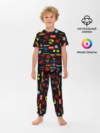 Детская пижама с брюками / Motorcycle pattern | Мото паттерн