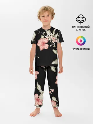 Детская пижама с брюками / цветок абстракция