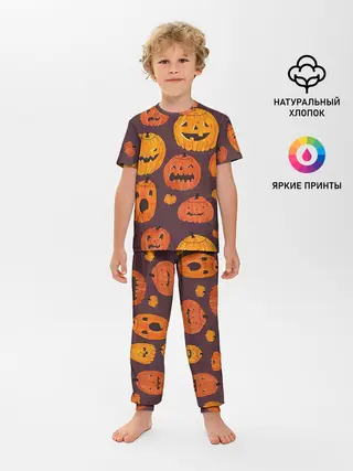 Детская пижама с брюками / Весёлые тыквы