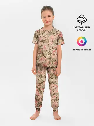Детская пижама с брюками / Розовая поляна