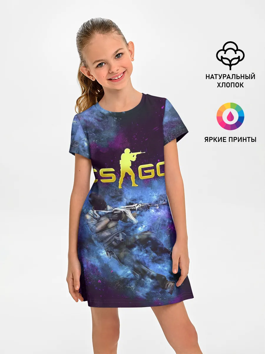 Детское платье / CS GO Blue smoke