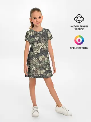 Детское платье / Камуфляж с клевером