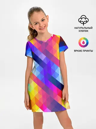Детское платье / Пиксельная радуга