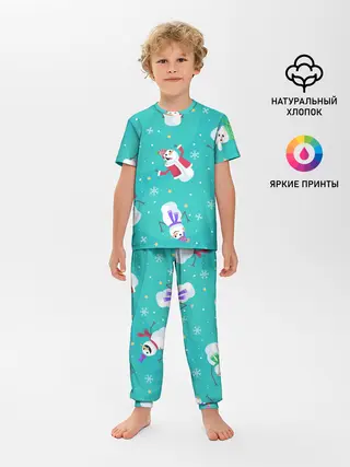 Детская пижама с брюками / РазНые Снеговики