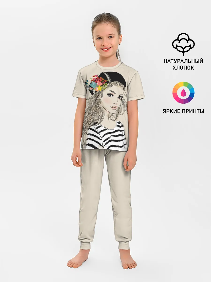 Детская пижама с брюками / Парижанка в берете