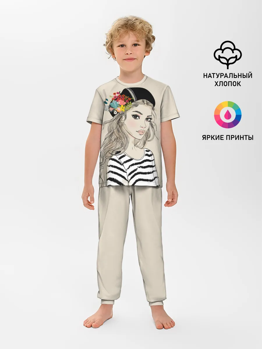 Детская пижама с брюками / Парижанка в берете