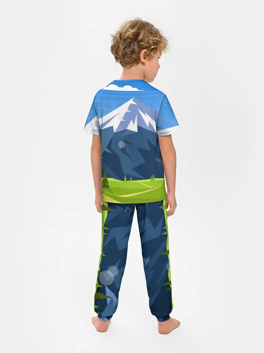 Детская пижама с брюками / Горы пейзаж природа вектор