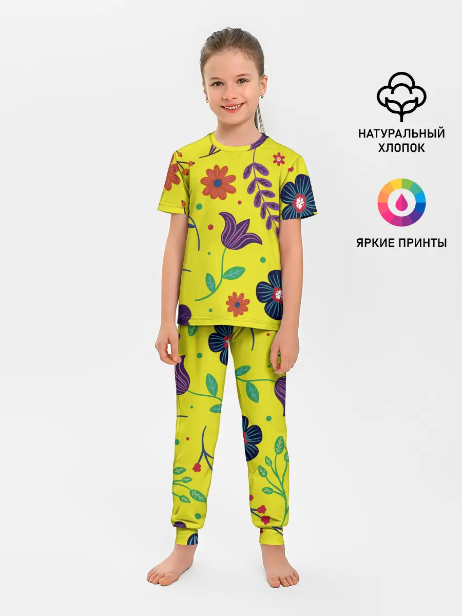 Детская пижама с брюками / Цветочный микс