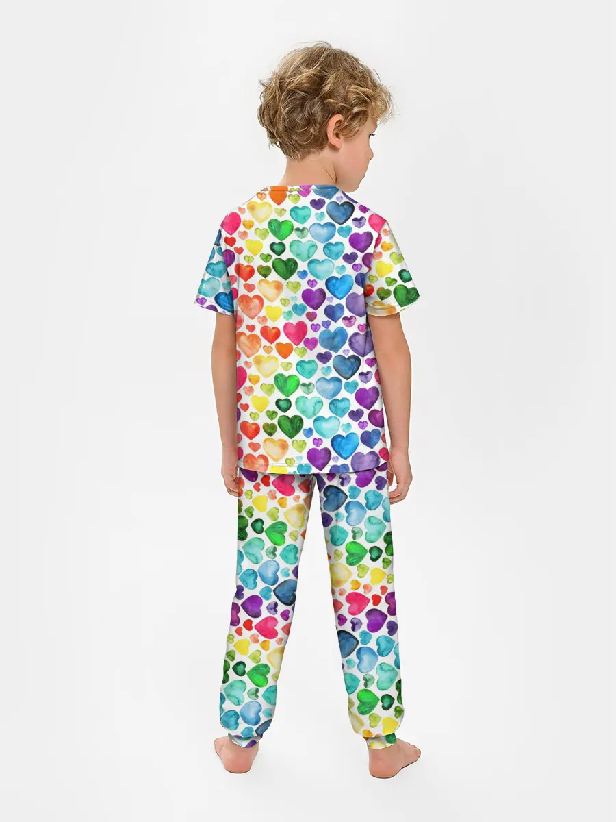 Детская пижама с брюками / Радужные сердечки