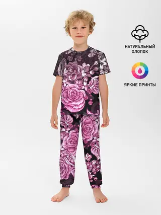 Детская пижама с брюками / РОЗЫ | ROSES | БАБОЧКИ