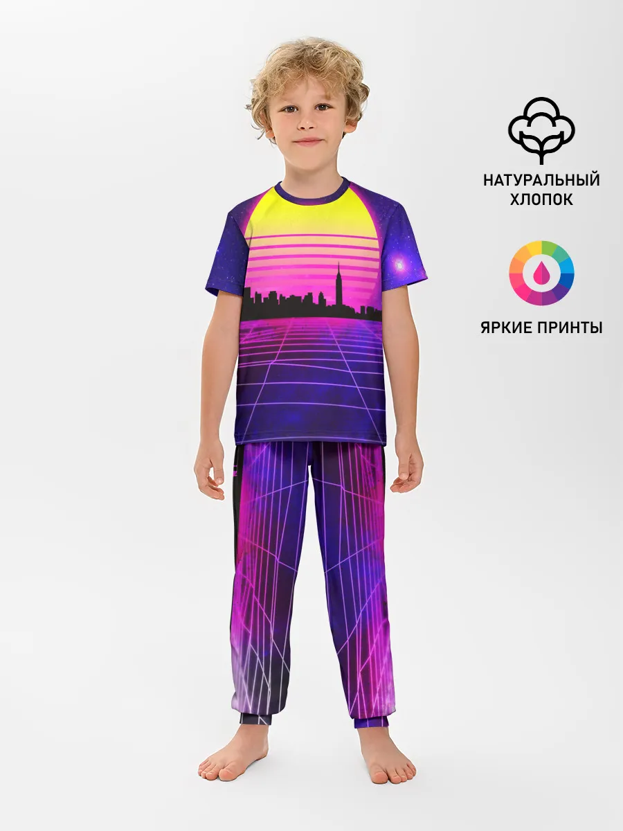 Детская пижама с брюками / ГОРОД В НЕОНЕ