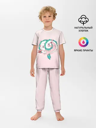 Детская пижама с брюками / Спящий дракон Хаку чиби цветы