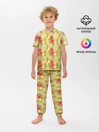Детская пижама с брюками / самый осенний принт